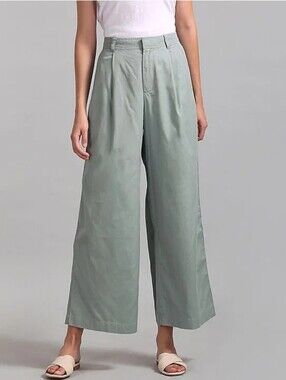 GAP Desert Sage Green Wide Leg Pleated High Waisted Twill Trouser Pants SZ 12
